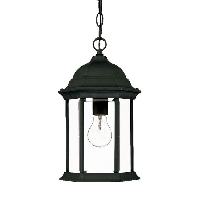 Glass Lantern Hanging Light - Matte Black