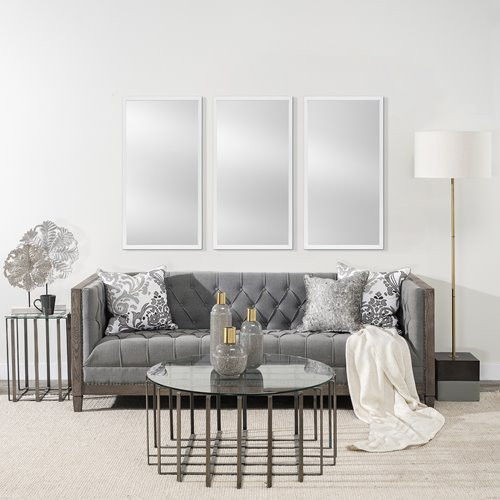 Crisp White Frame Rectangle Accent Mirror - White