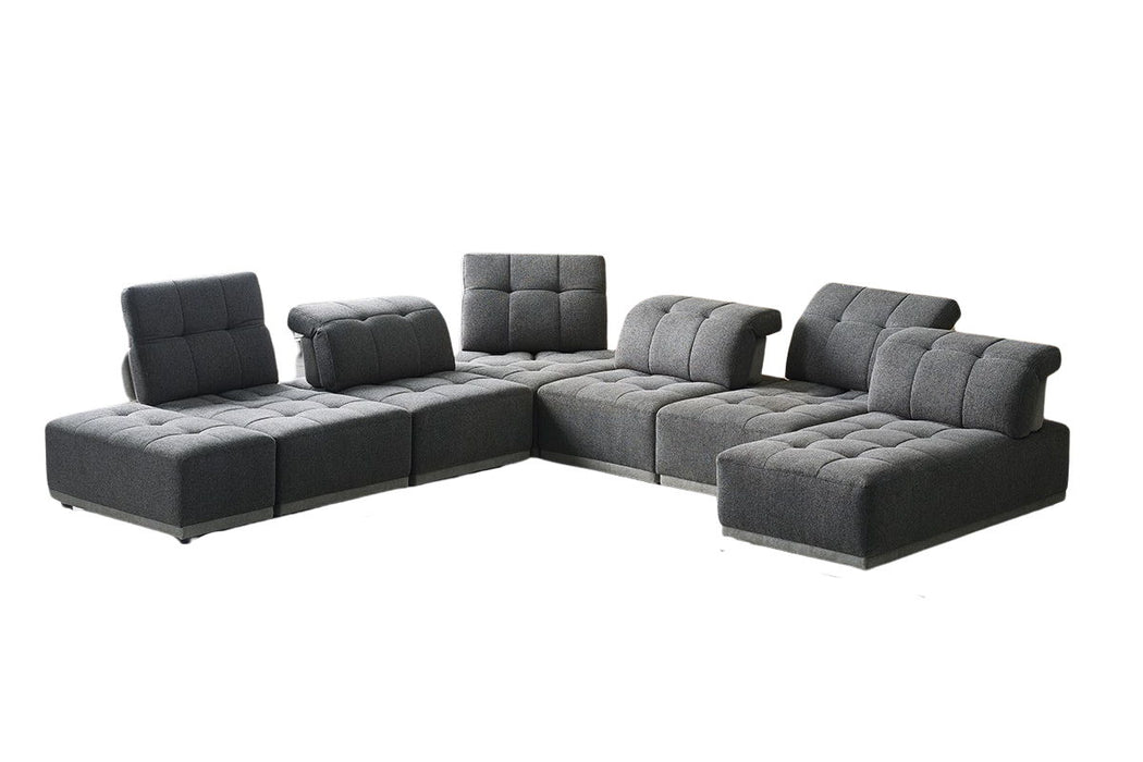 Polyester Modular U Shaped Seven Piece Corner Sectional - Gray