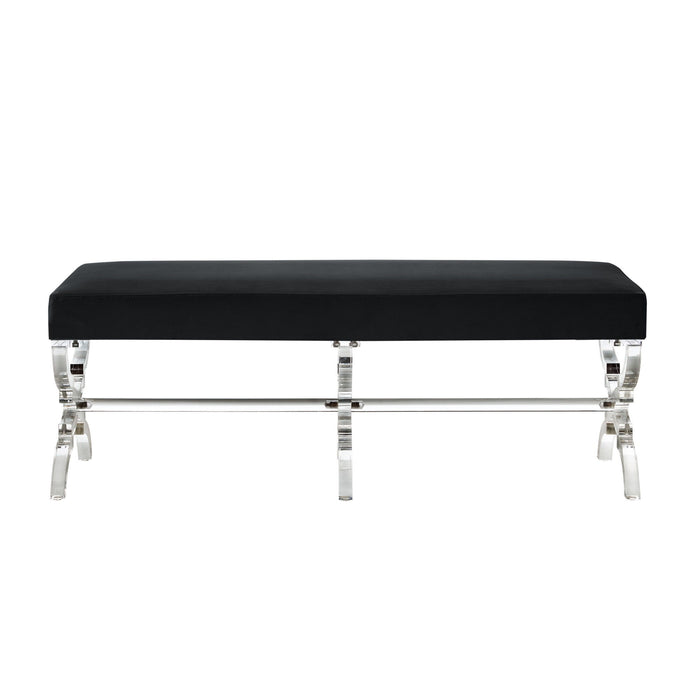 Upholstered Velvet Bench - Clear / Black