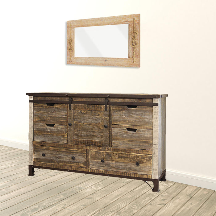 Solid Wood Six Drawer ,Triple Dresser - Brown