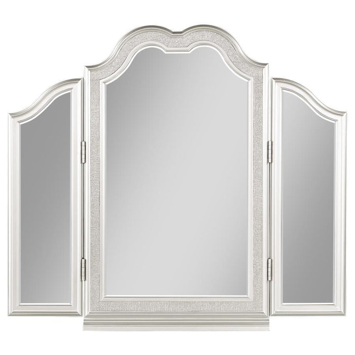 Evangeline - Vanity Mirror With Faux Diamond Trim - Silver - Simple Home Plus