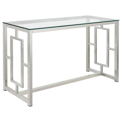 Merced - Rectangle Glass Top Sofa Table - Nickel - Simple Home Plus