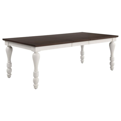 Madelyn - Dining Table With Extension Leaf - Dark Cocoa And Coastal White - Simple Home Plus