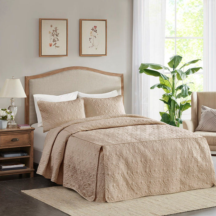 Quebec - Queen Fitted Bedspread (Set of 3) - Khaki