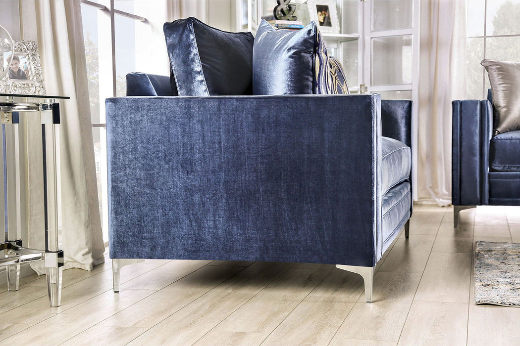 Jodie - Sofa - Satin Blue / Silver - Simple Home Plus