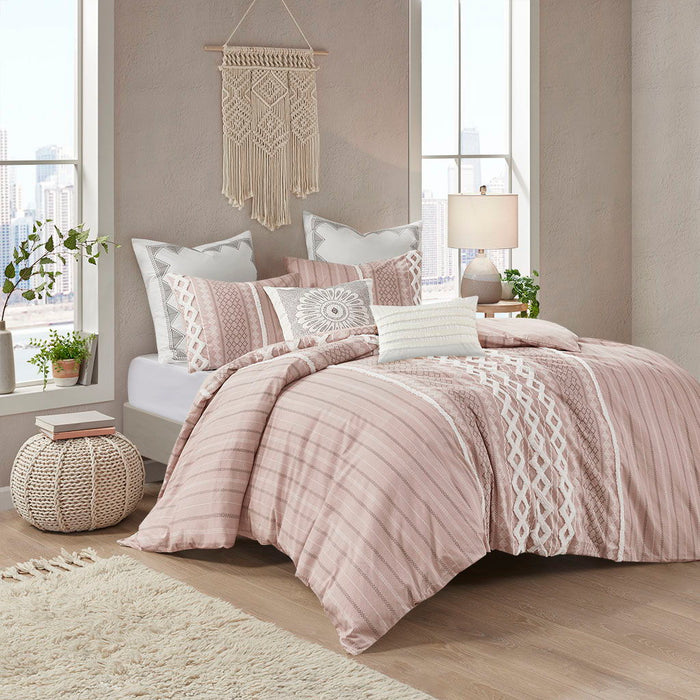 Imani - King Printed Duvet Cover Set With - Blush