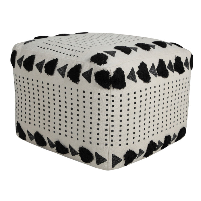 Cotton Ottoman Square - White