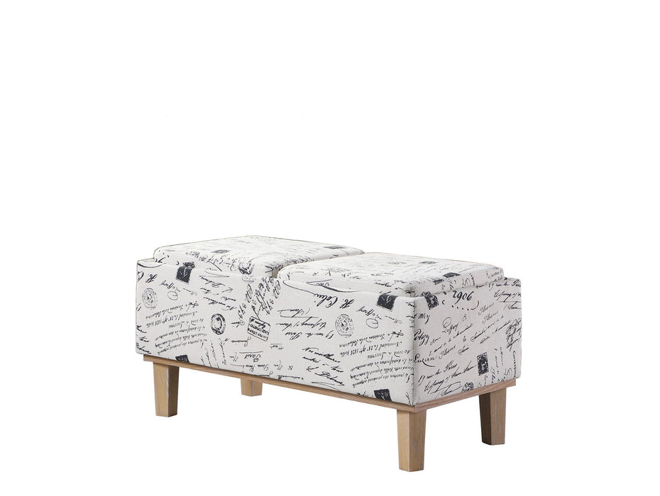 Upholstered Polyester Bench With Flip Top - Black / White / Natural