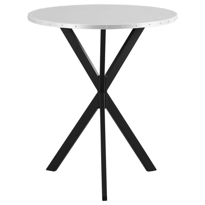 Kenzo - Round Metal Top Bar Table - Silver And Sandy Black - Simple Home Plus