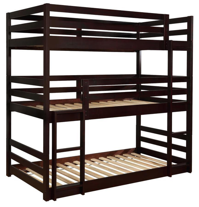 Sandler - Twin Triple Bunk Bed - Cappuccino - Simple Home Plus