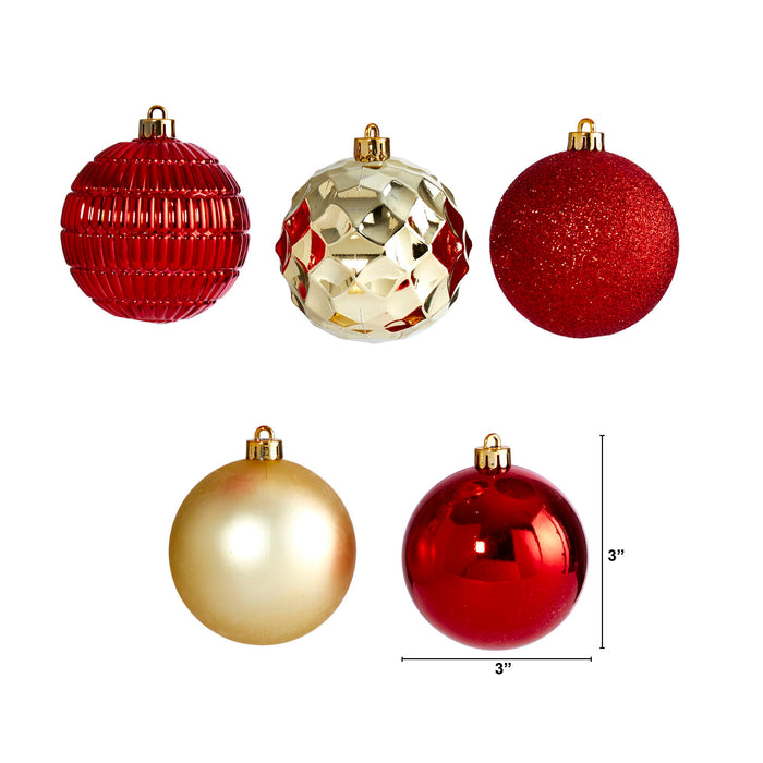 Holiday Shatterproof 40 Count Xmas Tree Ornament Set 80mm