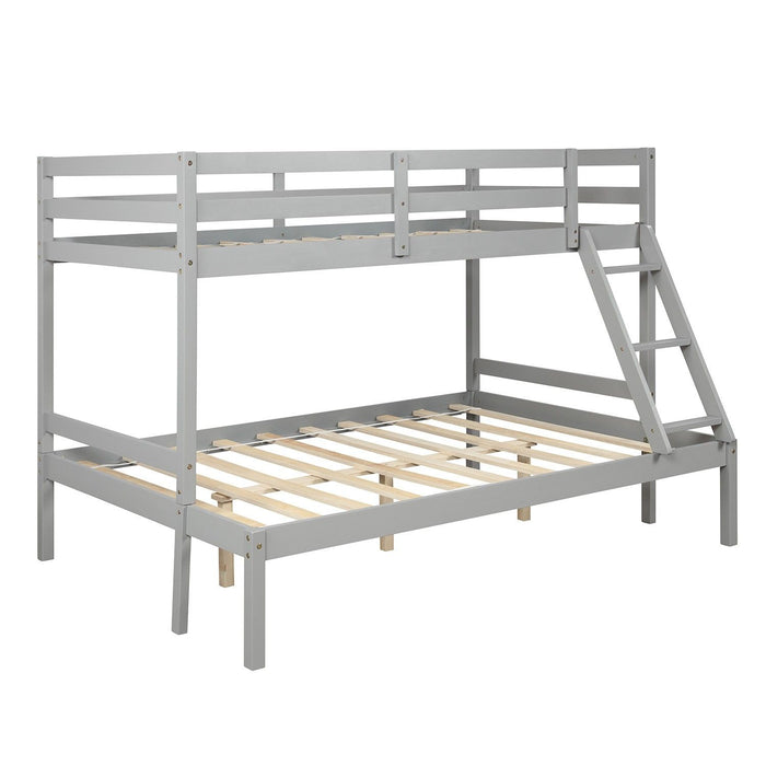 Twin Size Full Size Bunk Bed - Gray