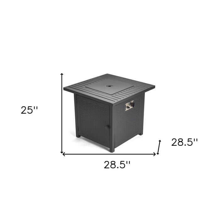 Matte Square Propane Fire Pit With Cover - Black