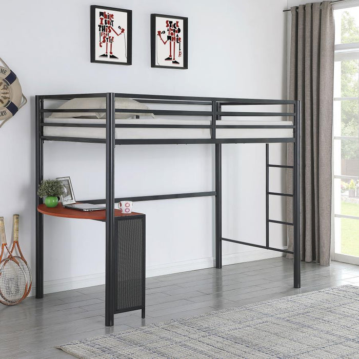 Fisher - Twin Workstation Loft Bed - Gunmetal - Simple Home Plus