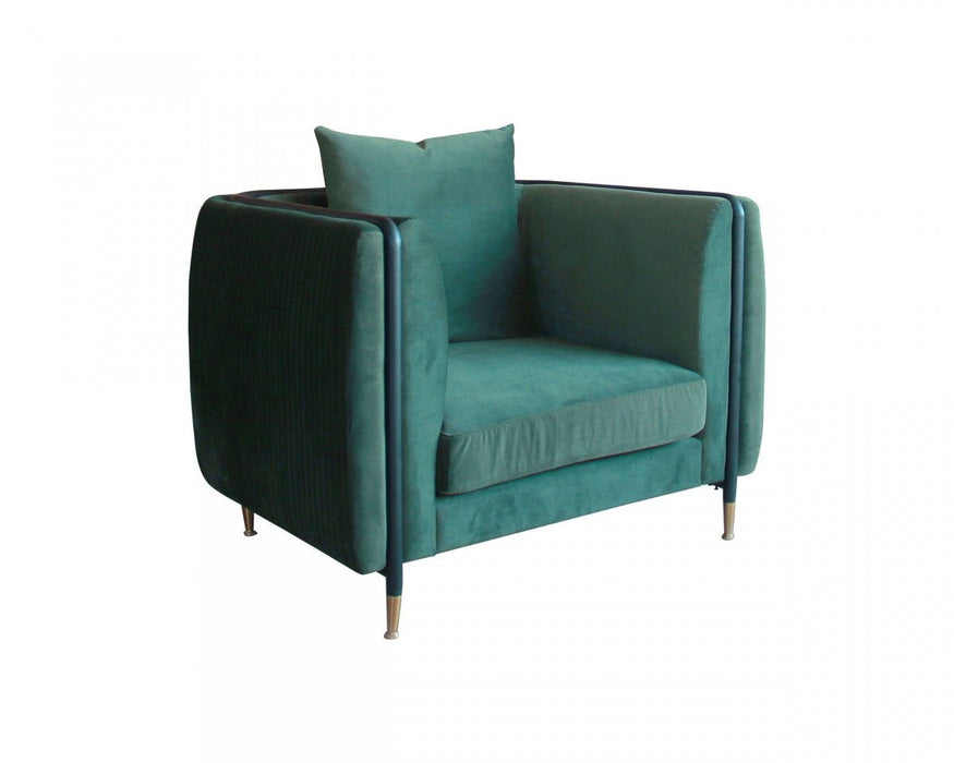 Velvet And Black Solid Color Arm Chair - Green