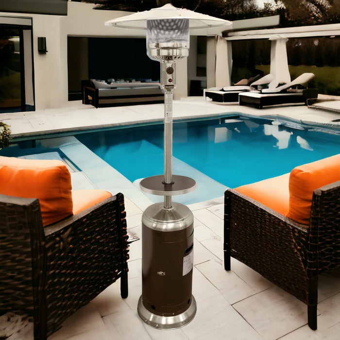 48000 Btu, Steel Propane Cylindrical Pole Standing Patio Heater - Silver