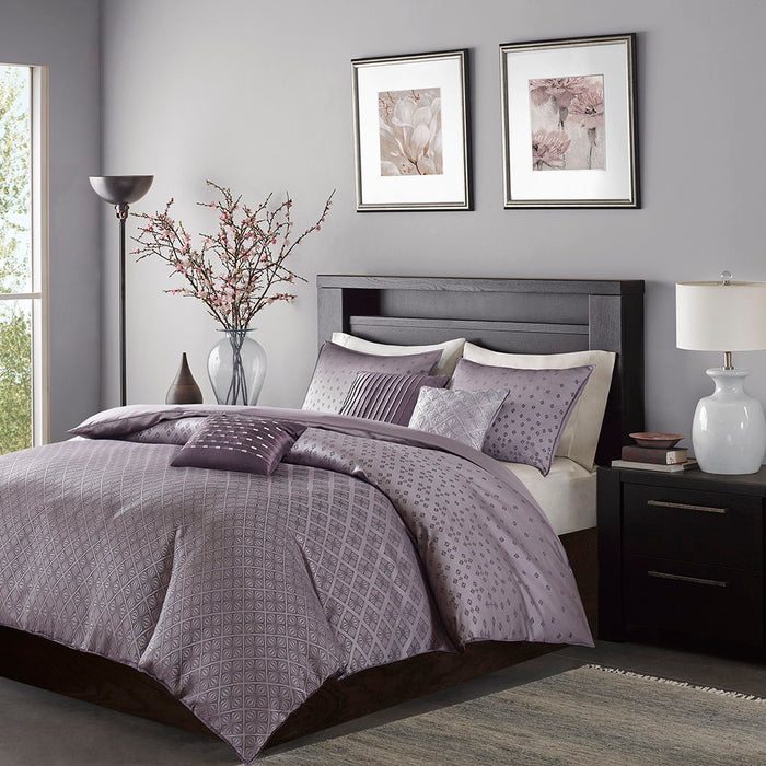 Biloxi - King 6 Piece Duvet Cover Set - Purple