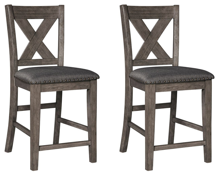 Caitbrook - Gray - Upholstered Barstool (Set of 2) - Simple Home Plus