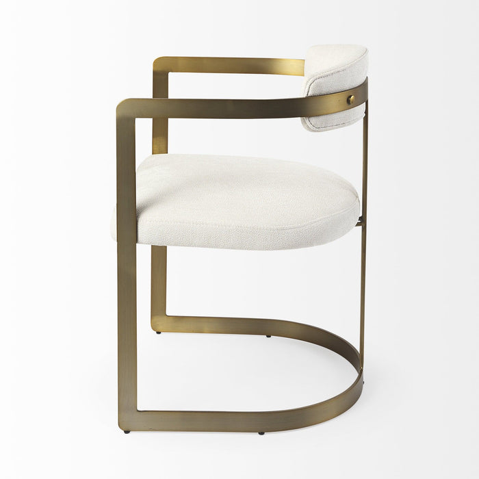 Curvy Upholstered Dining Armchair - Gold And White