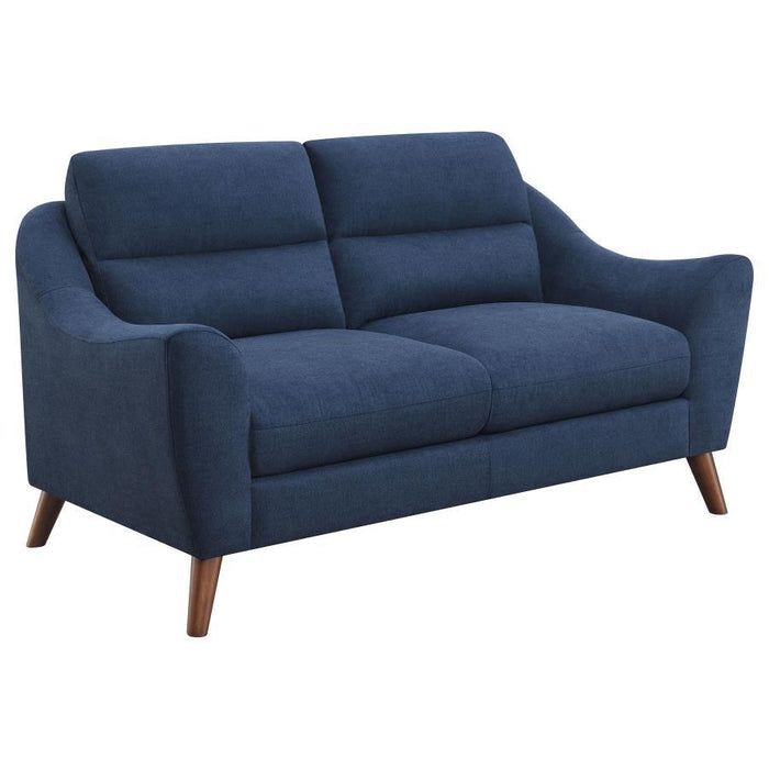 Gano - Sloped Arm Upholstered Loveseat - Navy Blue - Simple Home Plus