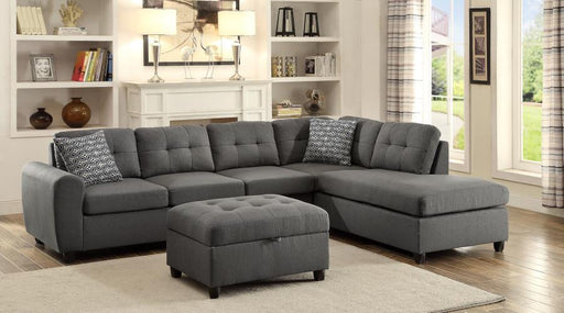 Stonenesse - Upholstered Tufted Sectional With Storage Ottoman - Gray - Simple Home Plus