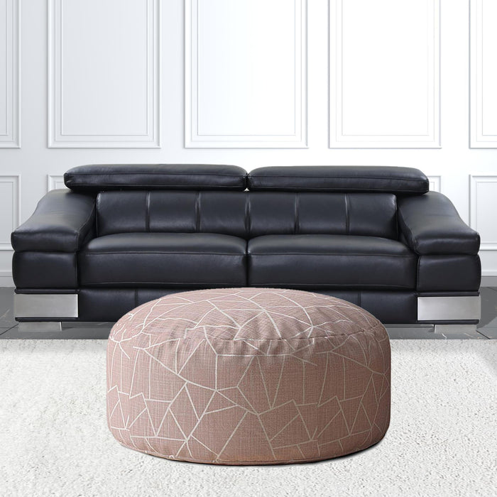 Canvas Round Geometric Pouf Cover - Pink