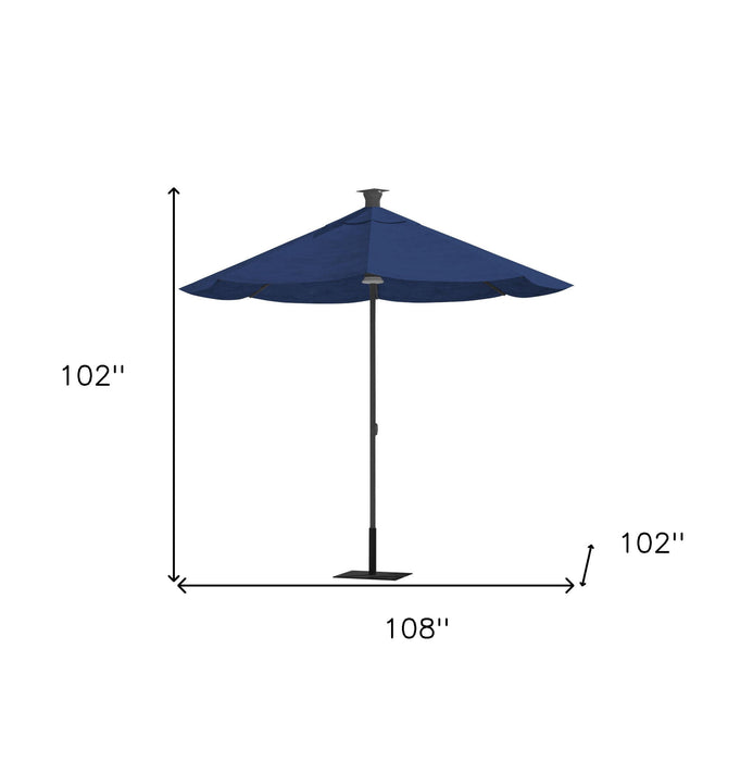 Sunbrella Octagonal Lighted Market Patio Umbrella With Usb And Solar - Blue