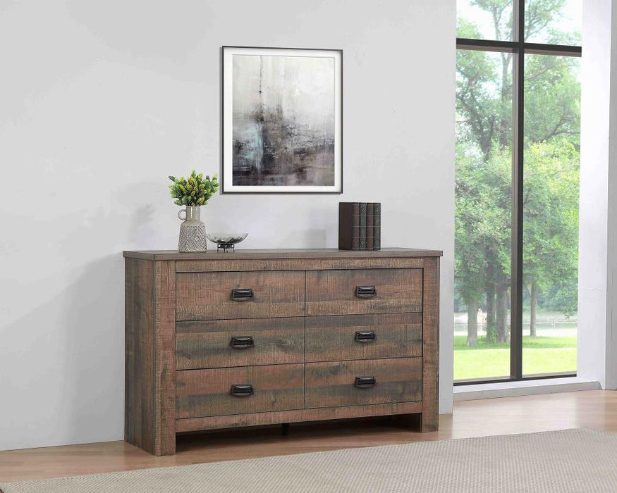 Frederick - 6-Drawer Dresser - Weathered Oak - Simple Home Plus