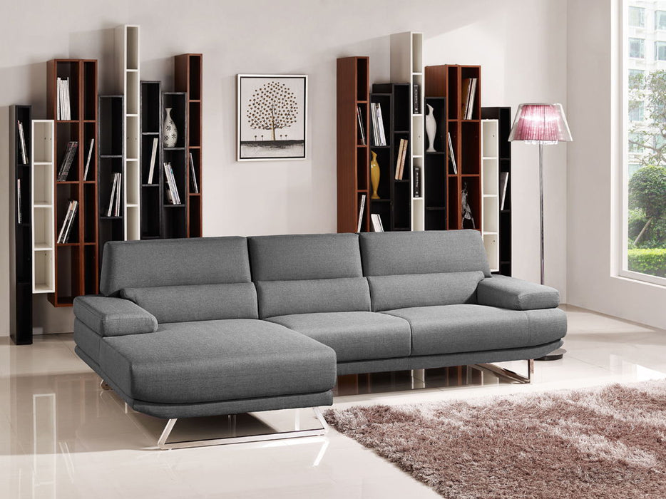 Fabric Foam Wood And Steel Sectional Sofa - Gray