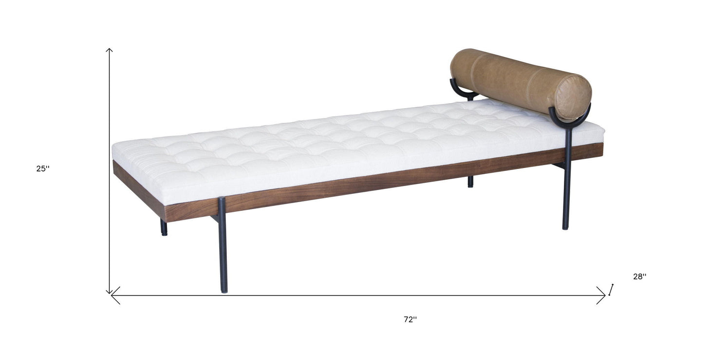 Upholstered Cotton Blend Bedroom Bench - Black / Ivory