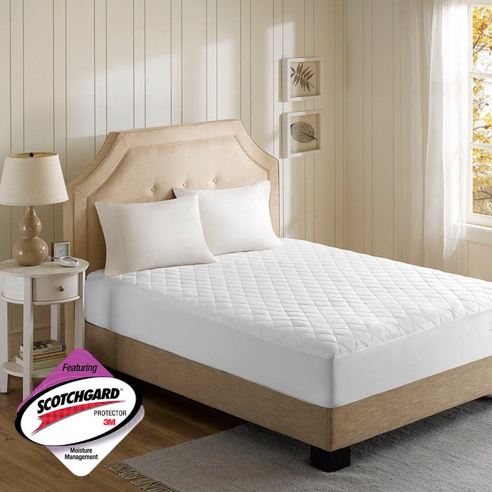 Heated Microfiber - Mattress Pad With 3M Scotchgard - White