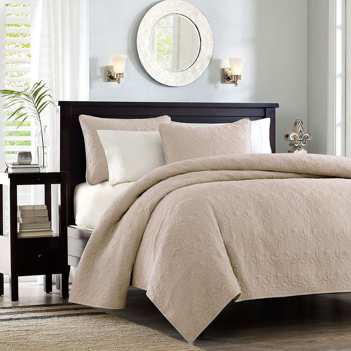 Quebec - King Reversible Coverlet Set - Neutral