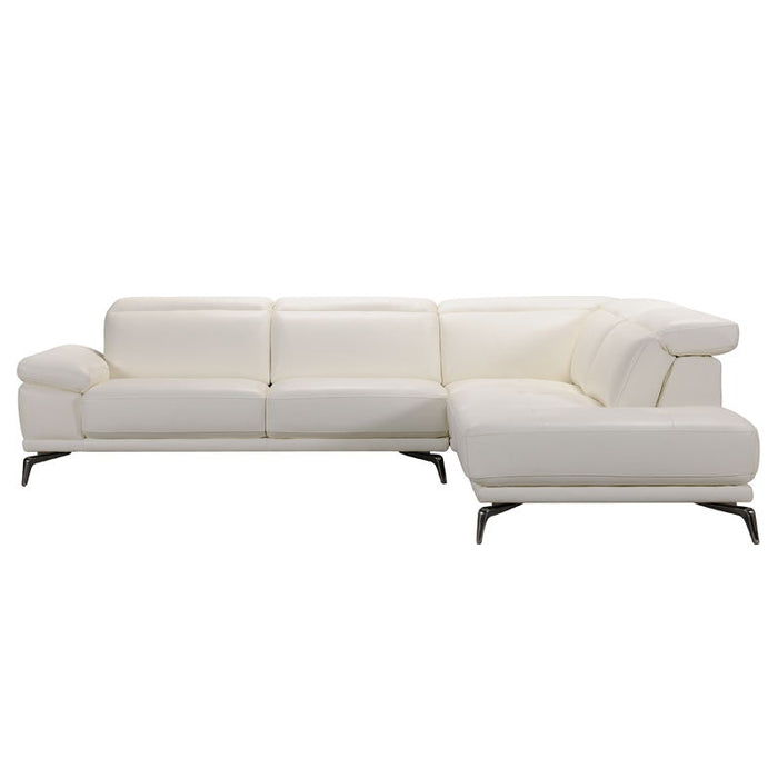 Leather And Wood Sectional Sofa - White