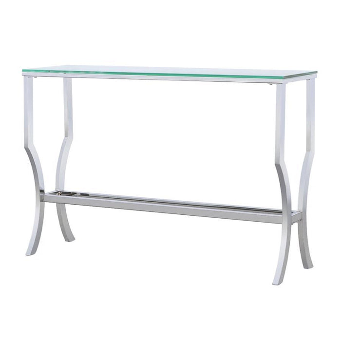 Saide - Rectangular Sofa Table With Mirrored Shelf - Chrome - Simple Home Plus