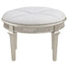 Evangeline - Oval Vanity Stool With Faux Diamond Trim - Silver And Ivory - Simple Home Plus