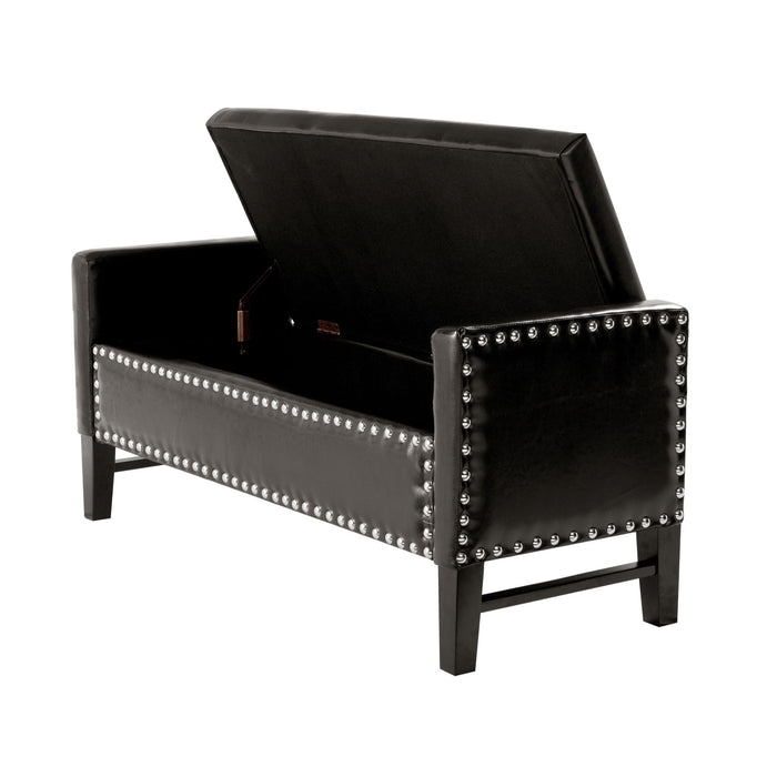 Upholstered PU Leather Bench With Flip Top - Espresso