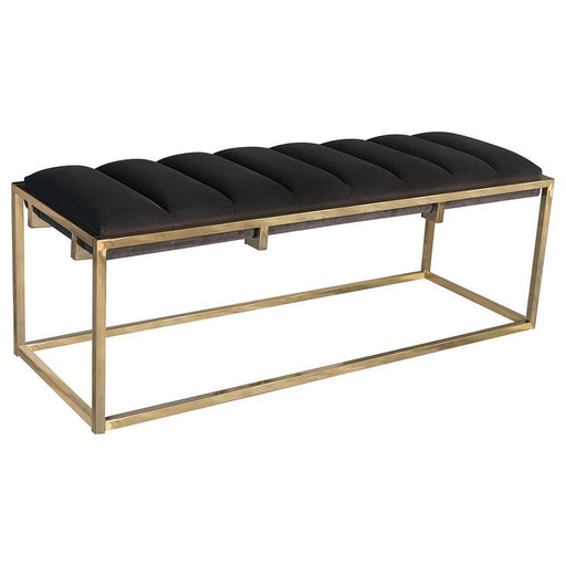 Lorena - Tufted Cushion Bench - Dark Gray And Gold - Simple Home Plus