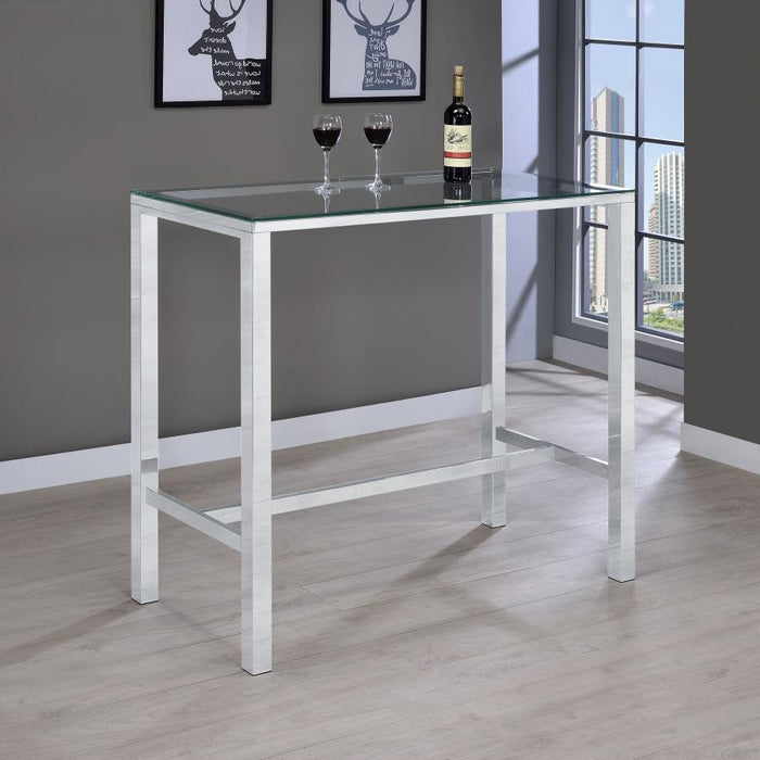 Tolbert - Bar Table With Glass Top - Chrome - Simple Home Plus