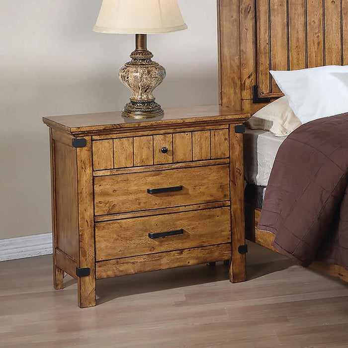 Brenner - 3-Drawer Night Stand - Rustic Honey - Simple Home Plus