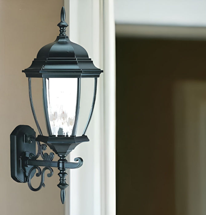 Ornamental Lantern Wall Light - Matte Black