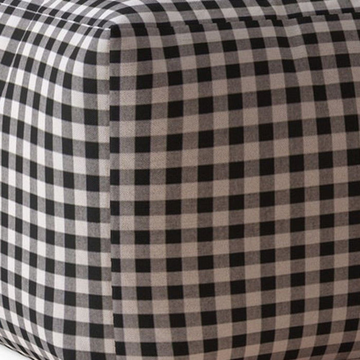 Cotton Gingham Pouf Cover - Black / Gray