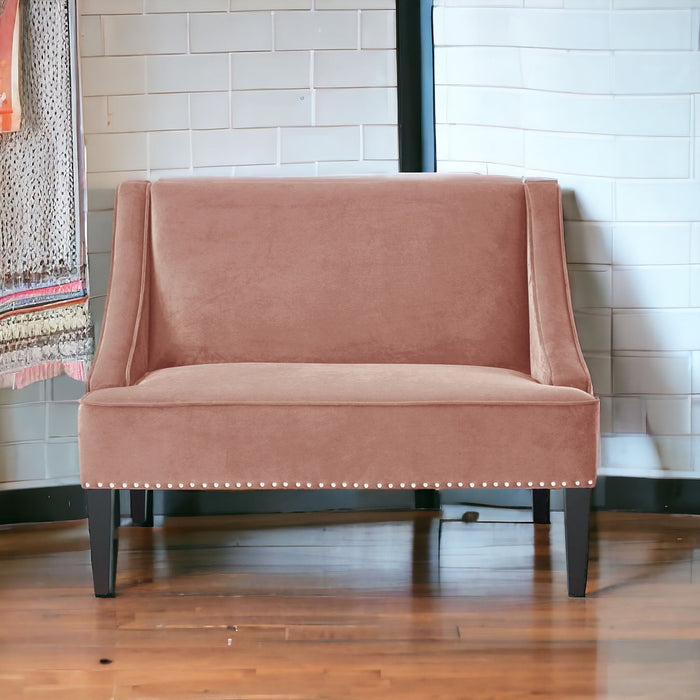 Upholstered Velvet Bench - Blush / Brown