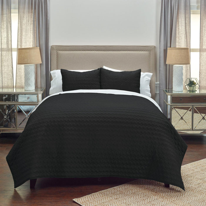 Twin Cotton 300 Thread Count Machine Washable Down Alternative Comforter - Black