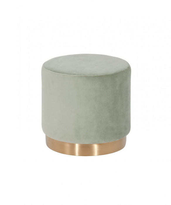 Velvet Footstool Ottoman - Gray / Gold