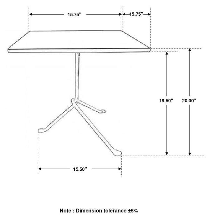 Heitor - Square Accent Table With Tripod Legs - Dark Brown And Gunmetal - Simple Home Plus