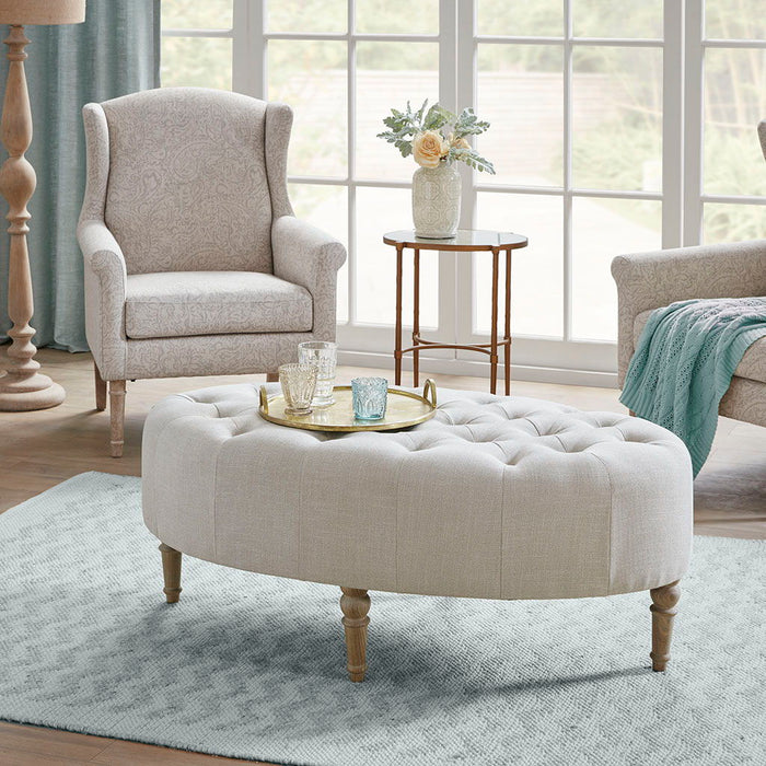 Clara - Accent Ottoman - Linen