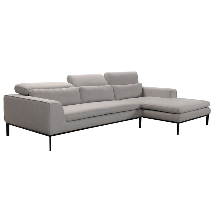 Fabric And Wood Sectional Sofa - Gray