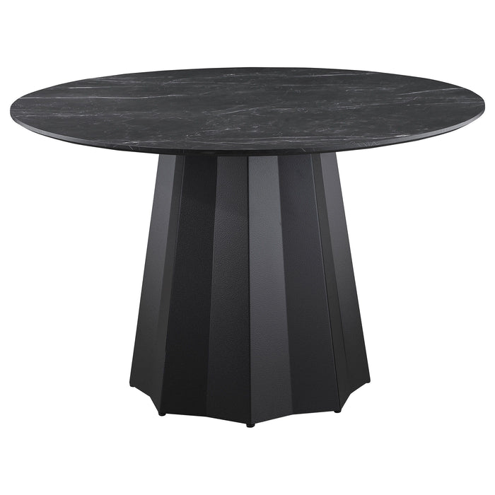 Camden - 5-Piece Round Dining Table Set - Black And Cream