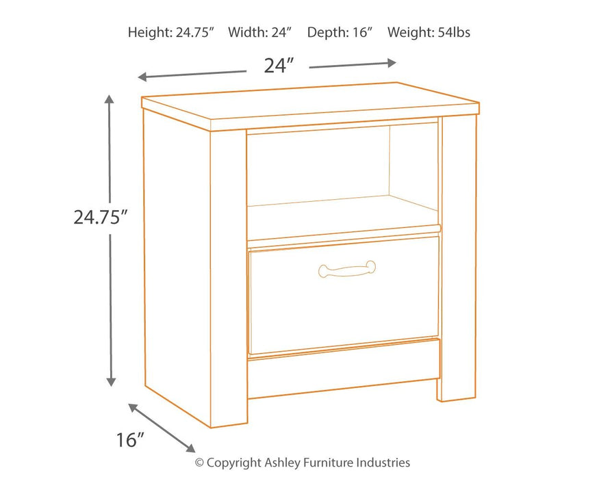 Bellaby - Whitewash - One Drawer Night Stand - Simple Home Plus